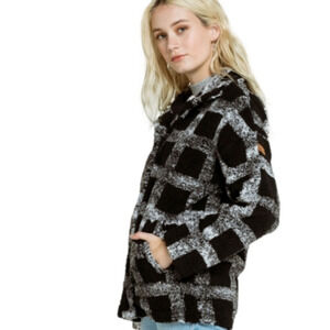 Roxy Set Your Sights Check Women's Sherpa Jacket Size Medium